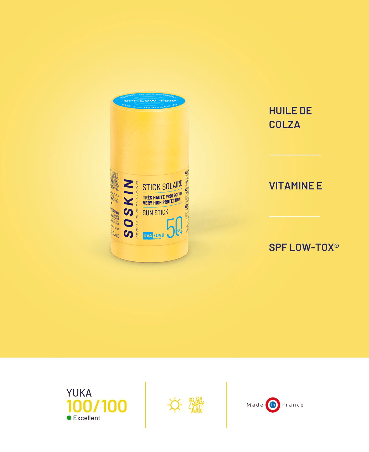 Stick solaire SPF50+ Soins solaires Soskin