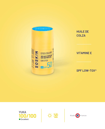 Stick solaire SPF50+ Soins solaires Soskin